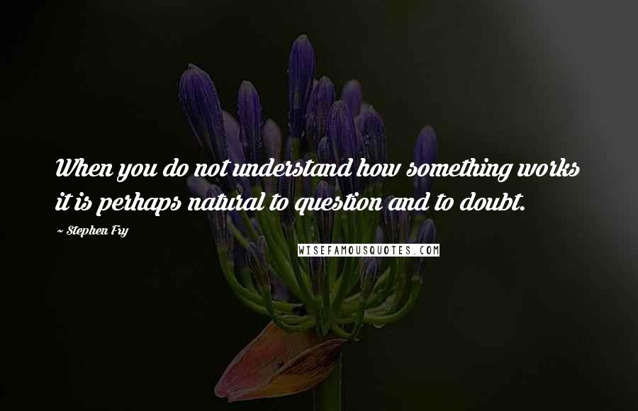 Stephen Fry Quotes: When you do not understand how something works it is perhaps natural to question and to doubt.