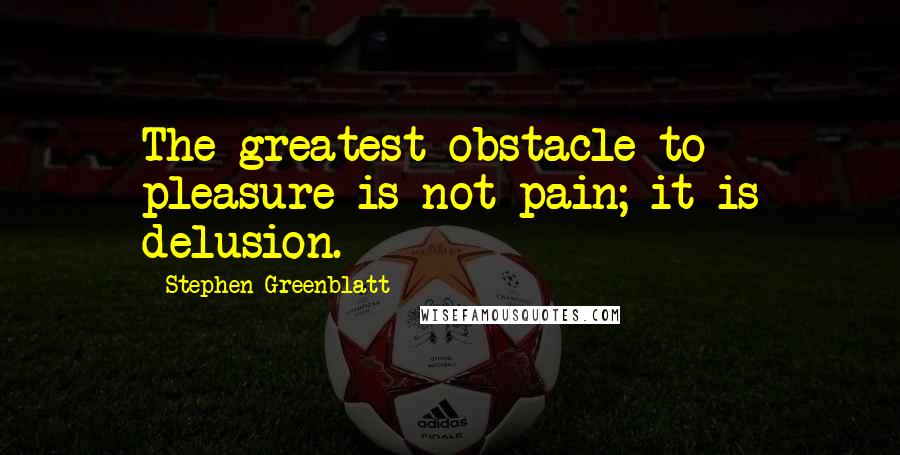 Stephen Greenblatt Quotes: The greatest obstacle to pleasure is not pain; it is delusion.