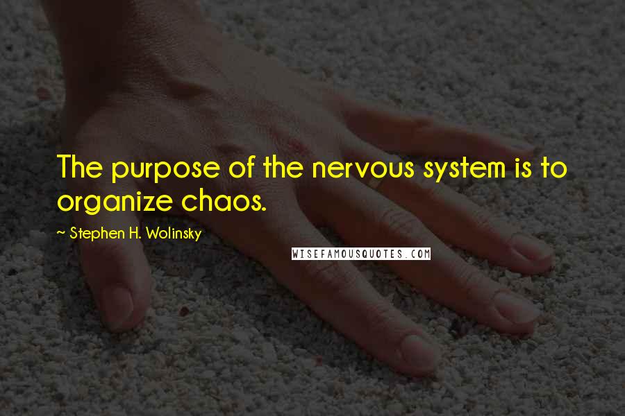 Stephen H. Wolinsky Quotes: The purpose of the nervous system is to organize chaos.