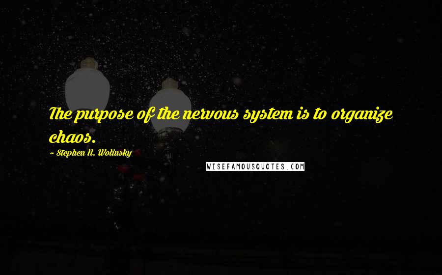 Stephen H. Wolinsky Quotes: The purpose of the nervous system is to organize chaos.