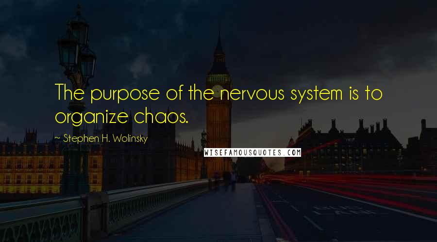 Stephen H. Wolinsky Quotes: The purpose of the nervous system is to organize chaos.