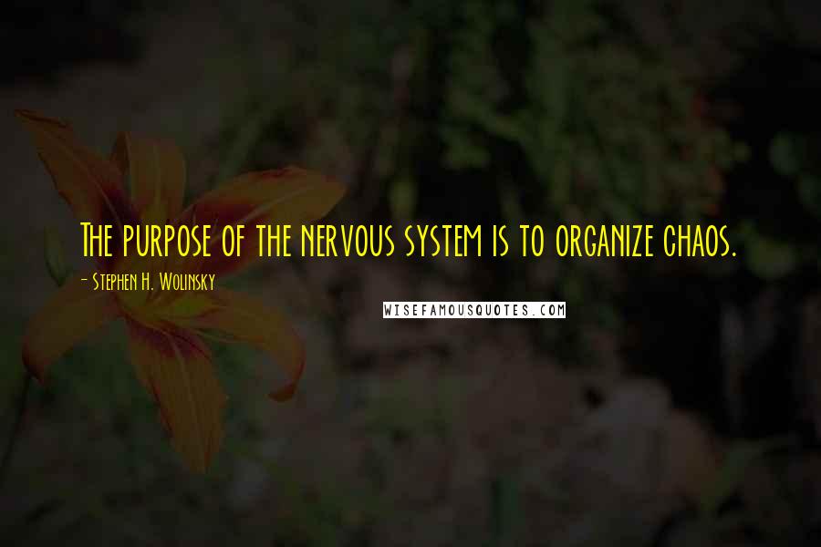 Stephen H. Wolinsky Quotes: The purpose of the nervous system is to organize chaos.