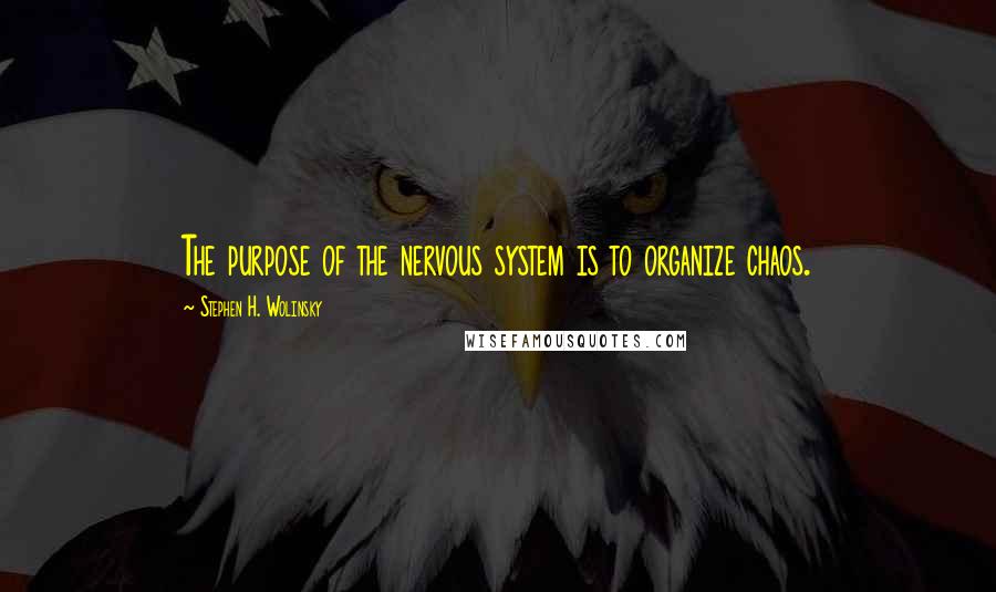 Stephen H. Wolinsky Quotes: The purpose of the nervous system is to organize chaos.