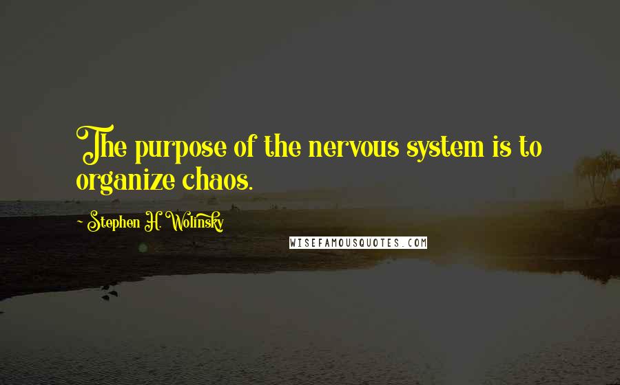 Stephen H. Wolinsky Quotes: The purpose of the nervous system is to organize chaos.