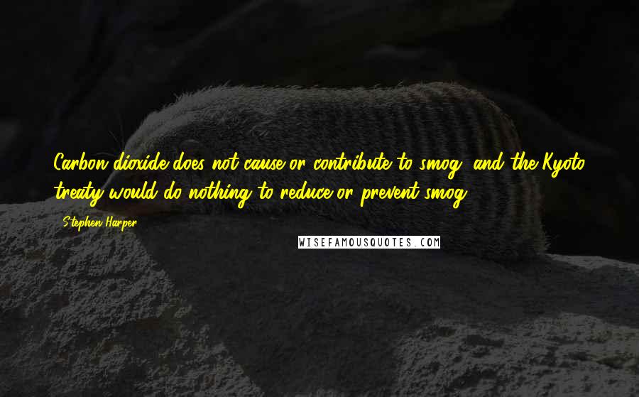 Stephen Harper Quotes: Carbon dioxide does not cause or contribute to smog, and the Kyoto treaty would do nothing to reduce or prevent smog.