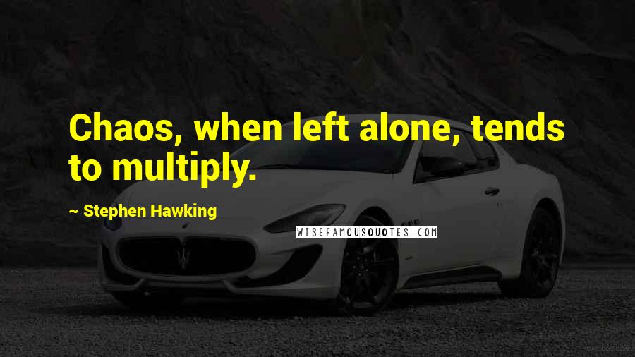 Stephen Hawking Quotes: Chaos, when left alone, tends to multiply.