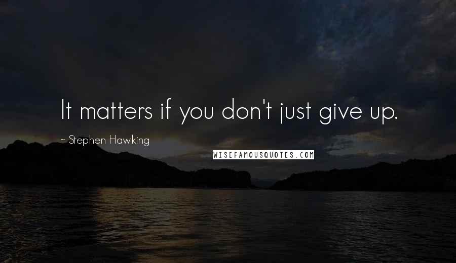 Stephen Hawking Quotes: It matters if you don't just give up.