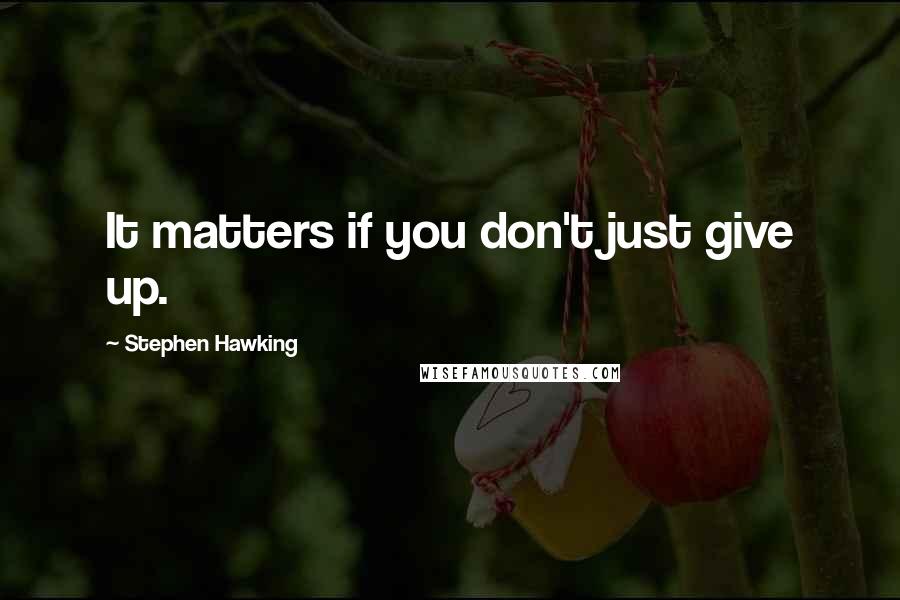 Stephen Hawking Quotes: It matters if you don't just give up.