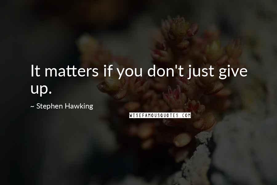 Stephen Hawking Quotes: It matters if you don't just give up.