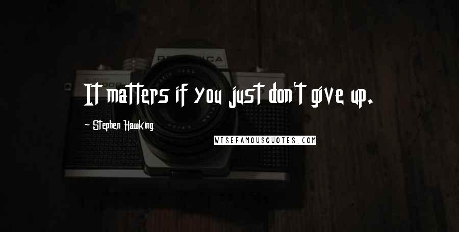 Stephen Hawking Quotes: It matters if you just don't give up.