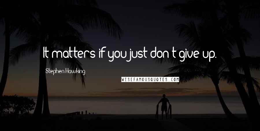 Stephen Hawking Quotes: It matters if you just don't give up.