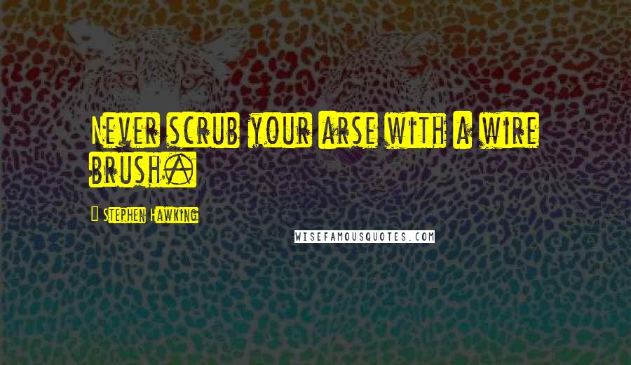 Stephen Hawking Quotes: Never scrub your arse with a wire brush.