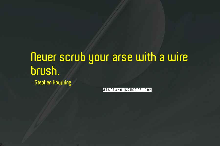 Stephen Hawking Quotes: Never scrub your arse with a wire brush.