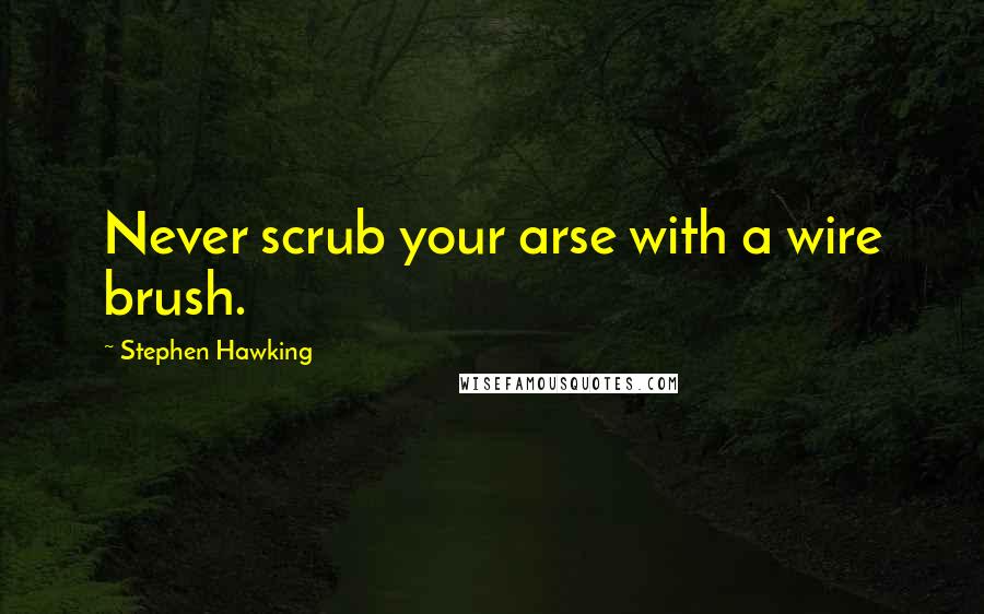 Stephen Hawking Quotes: Never scrub your arse with a wire brush.