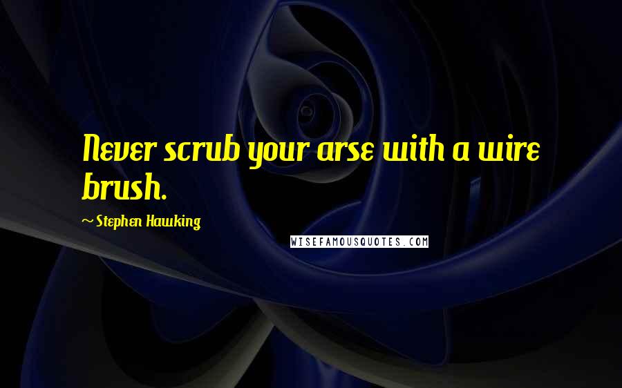 Stephen Hawking Quotes: Never scrub your arse with a wire brush.