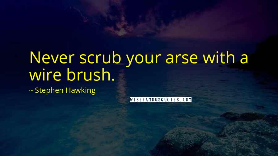 Stephen Hawking Quotes: Never scrub your arse with a wire brush.