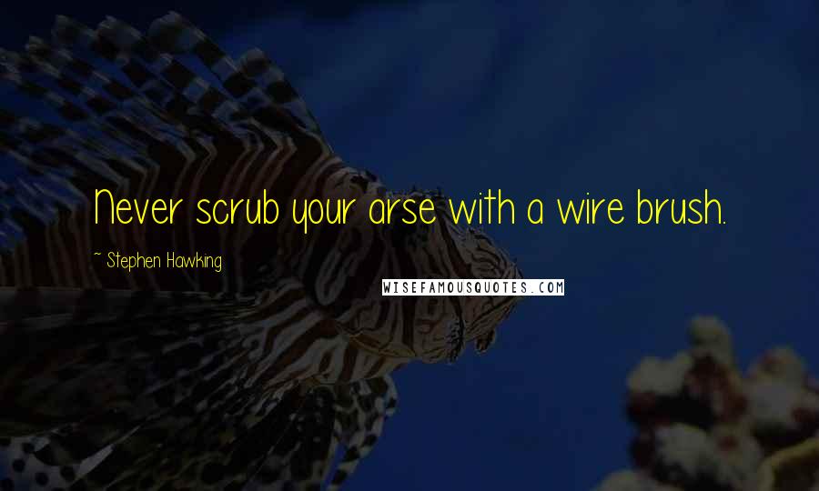 Stephen Hawking Quotes: Never scrub your arse with a wire brush.