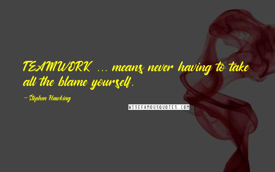 Stephen Hawking Quotes: TEAMWORK ... means never having to take all the blame yourself.