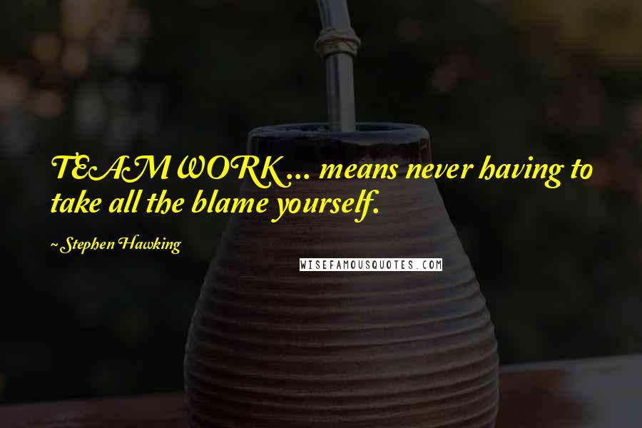 Stephen Hawking Quotes: TEAMWORK ... means never having to take all the blame yourself.