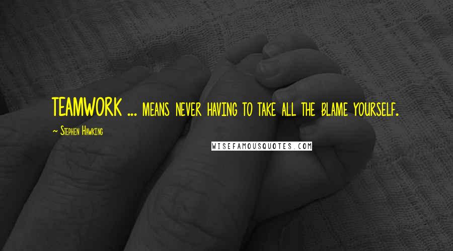 Stephen Hawking Quotes: TEAMWORK ... means never having to take all the blame yourself.