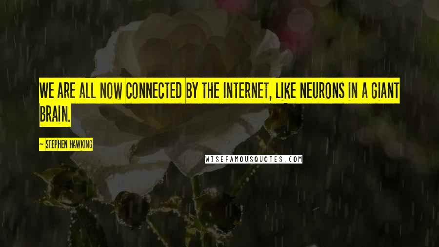 Stephen Hawking Quotes: We are all now connected by the Internet, like neurons in a giant brain.