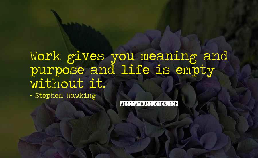Stephen Hawking Quotes: Work gives you meaning and purpose and life is empty without it.