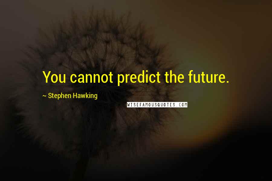 Stephen Hawking Quotes: You cannot predict the future.