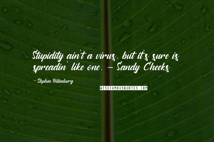 Stephen Hillenburg Quotes: Stupidity ain't a virus, but it's sure is spreadin' like one. - Sandy Cheeks