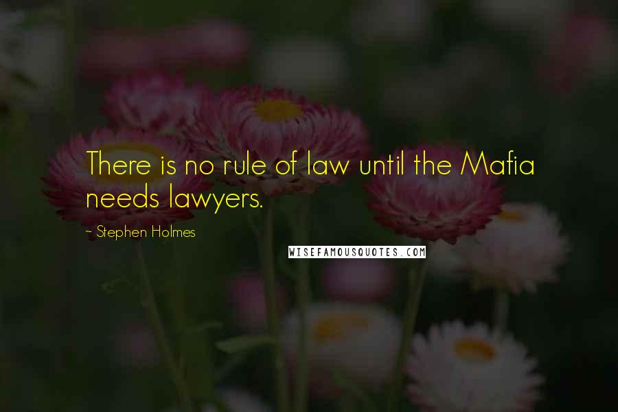 Stephen Holmes Quotes: There is no rule of law until the Mafia needs lawyers.