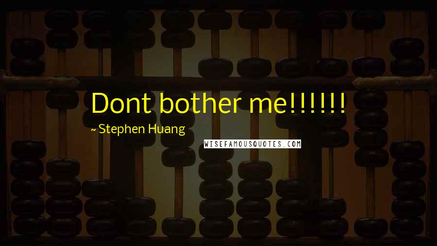 Stephen Huang Quotes: Dont bother me!!!!!!