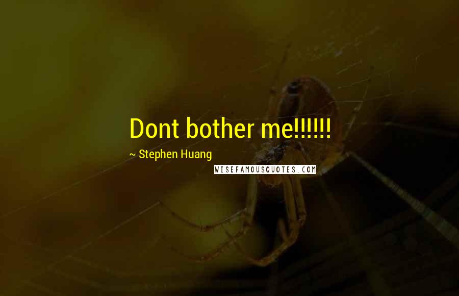 Stephen Huang Quotes: Dont bother me!!!!!!