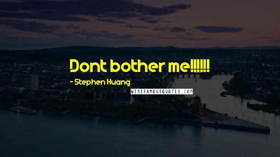 Stephen Huang Quotes: Dont bother me!!!!!!