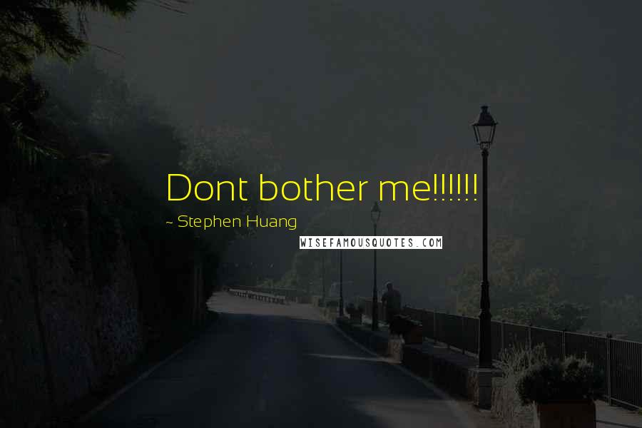 Stephen Huang Quotes: Dont bother me!!!!!!