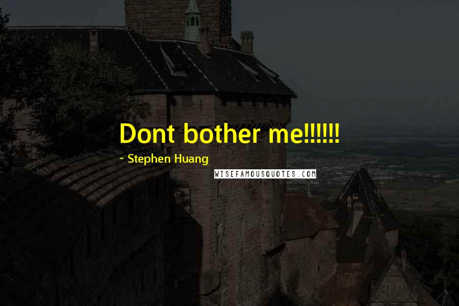 Stephen Huang Quotes: Dont bother me!!!!!!