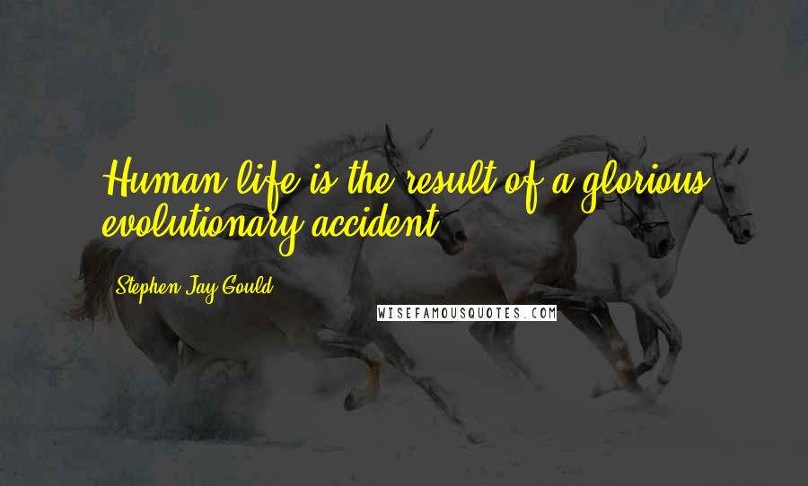 Stephen Jay Gould Quotes: Human life is the result of a glorious evolutionary accident.