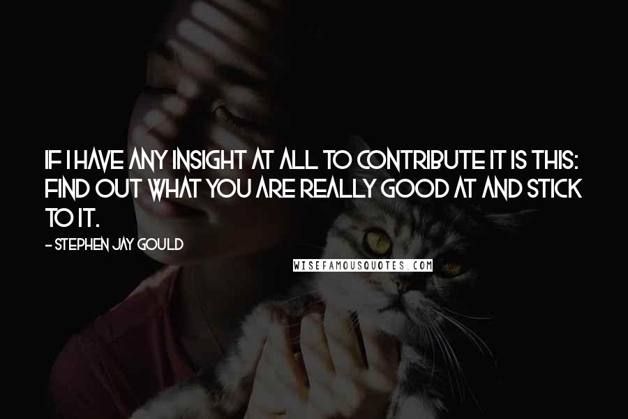 Stephen Jay Gould Quotes: If I have any insight at all to contribute it is this: find out what you are really good at and stick to it.