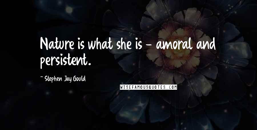 Stephen Jay Gould Quotes: Nature is what she is - amoral and persistent.