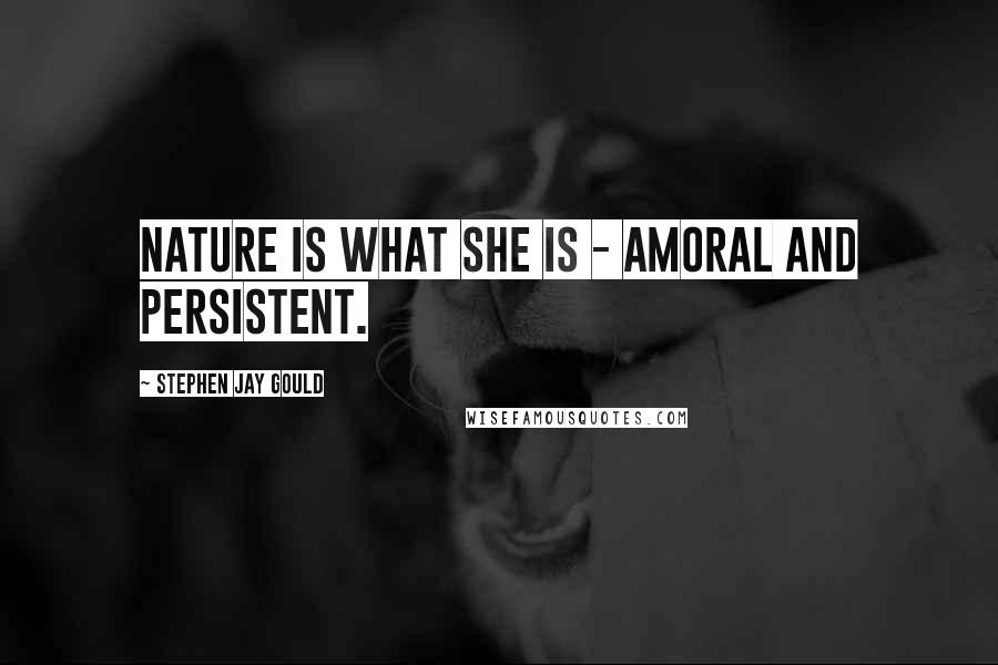 Stephen Jay Gould Quotes: Nature is what she is - amoral and persistent.