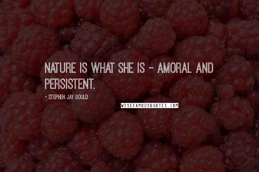 Stephen Jay Gould Quotes: Nature is what she is - amoral and persistent.