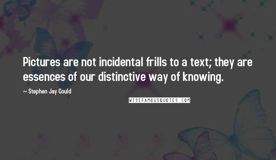 Stephen Jay Gould Quotes: Pictures are not incidental frills to a text; they are essences of our distinctive way of knowing.