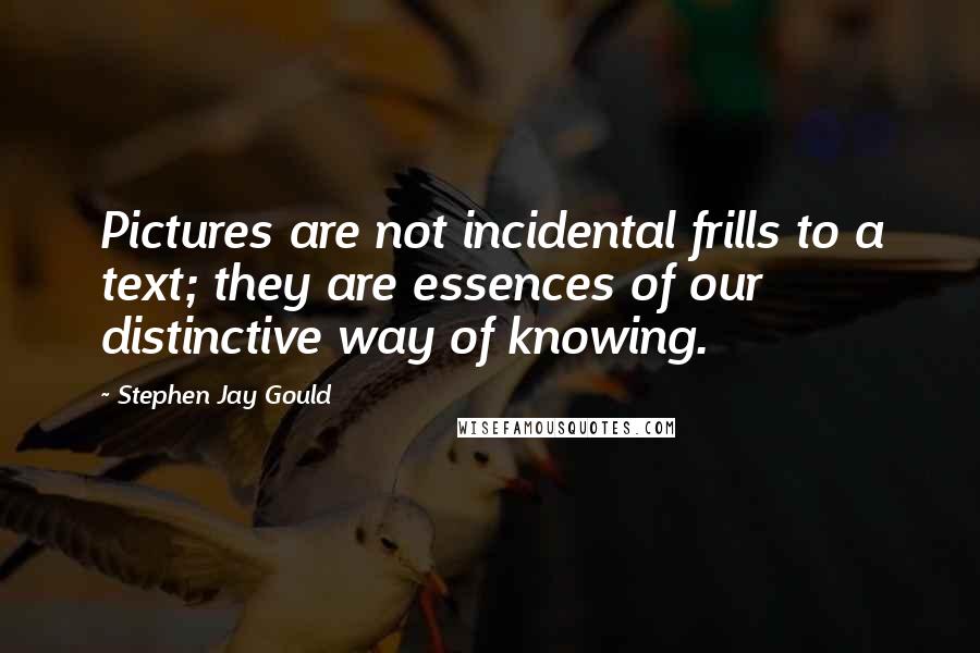 Stephen Jay Gould Quotes: Pictures are not incidental frills to a text; they are essences of our distinctive way of knowing.