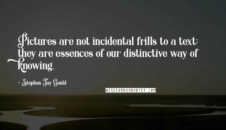 Stephen Jay Gould Quotes: Pictures are not incidental frills to a text; they are essences of our distinctive way of knowing.