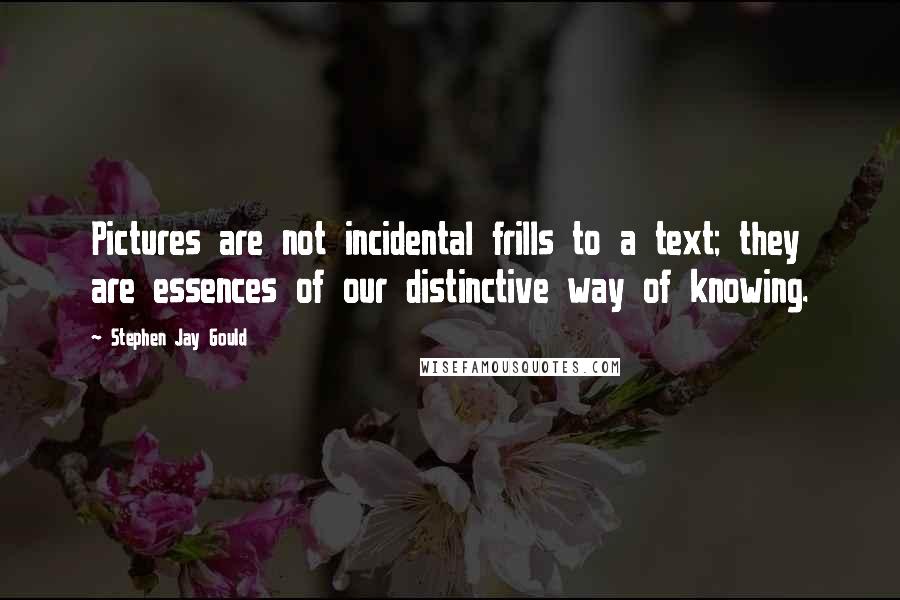 Stephen Jay Gould Quotes: Pictures are not incidental frills to a text; they are essences of our distinctive way of knowing.