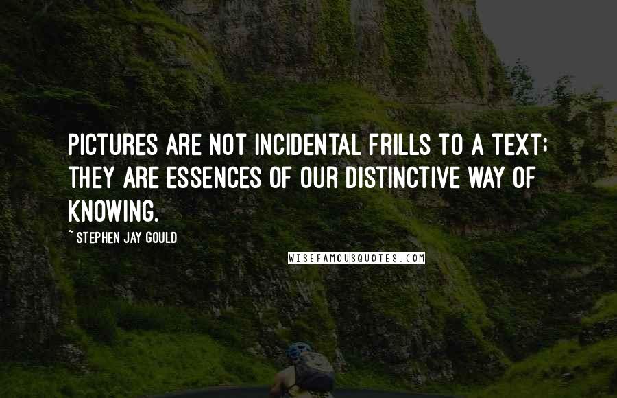 Stephen Jay Gould Quotes: Pictures are not incidental frills to a text; they are essences of our distinctive way of knowing.