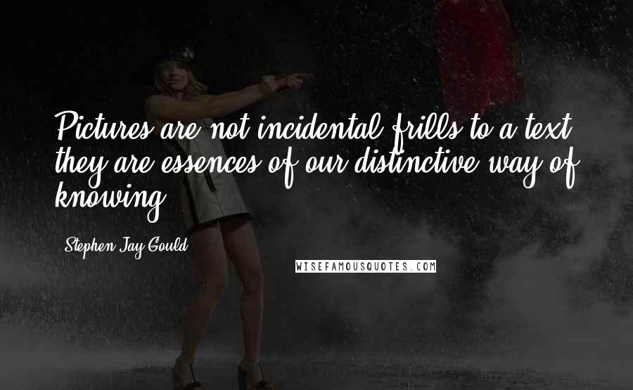 Stephen Jay Gould Quotes: Pictures are not incidental frills to a text; they are essences of our distinctive way of knowing.