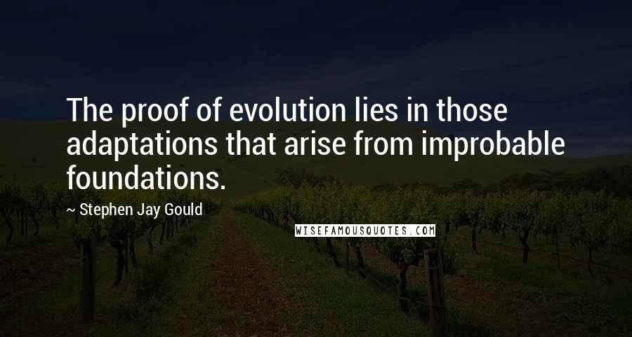 Stephen Jay Gould Quotes: The proof of evolution lies in those adaptations that arise from improbable foundations.