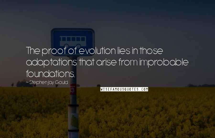 Stephen Jay Gould Quotes: The proof of evolution lies in those adaptations that arise from improbable foundations.