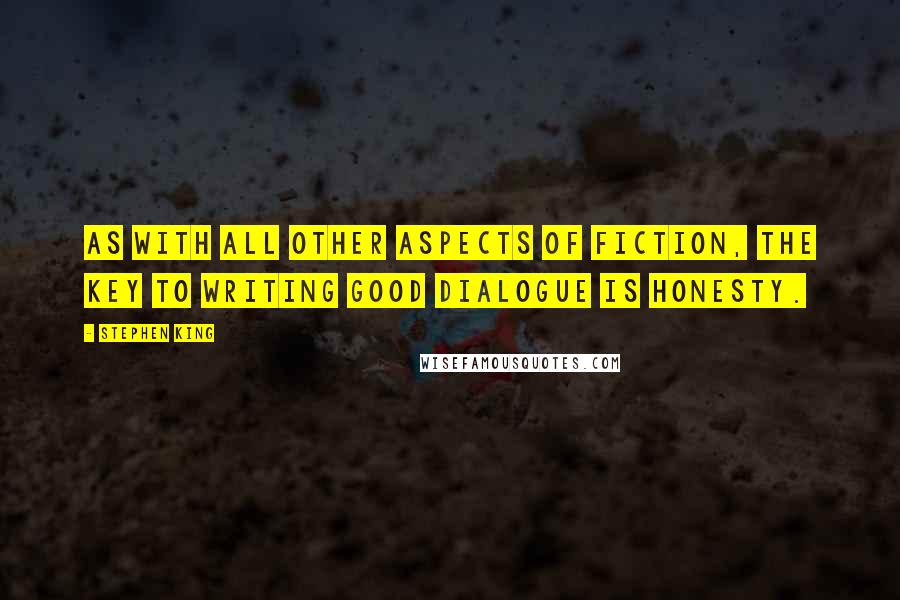 Stephen King Quotes: As with all other aspects of fiction, the key to writing good dialogue is honesty.