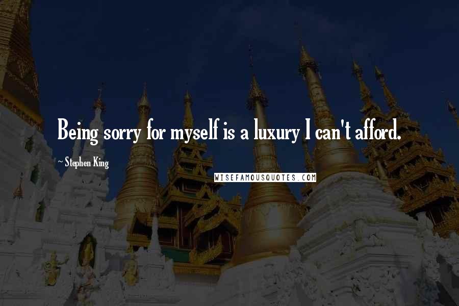 Stephen King Quotes: Being sorry for myself is a luxury I can't afford.