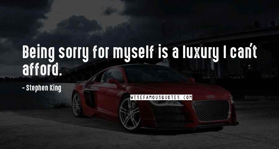 Stephen King Quotes: Being sorry for myself is a luxury I can't afford.